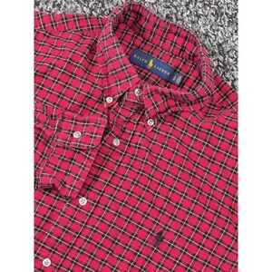 Ralph Lauren Long Sleeve Button Down Shirt Mens‎ Large Plaid Red Black